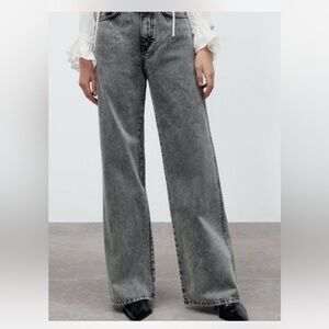 Zara Gray Wide Leg High Rise Jeans